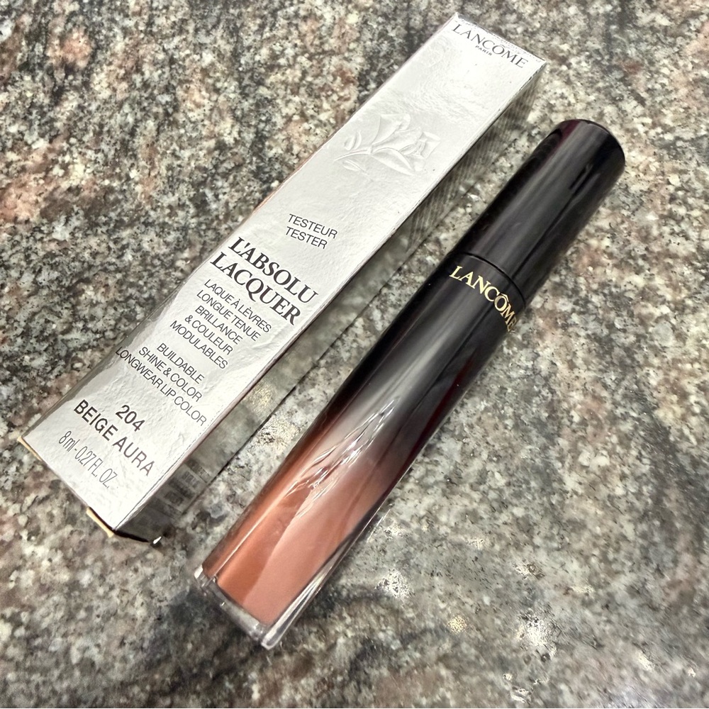 Lancôme L'Absolu Lacquer Liquid Lipstick - Beige Aura (204) NEW